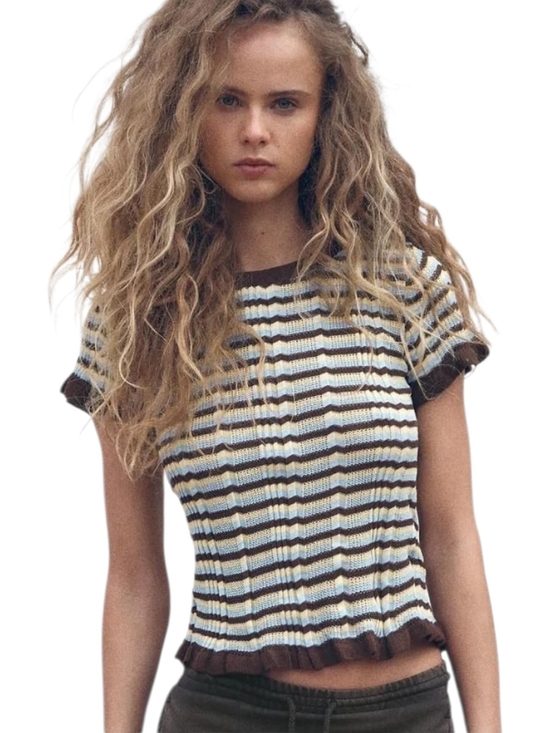 Zara Tops - NWOT Zara Ruffled Edge Sleeves And Hem S/M